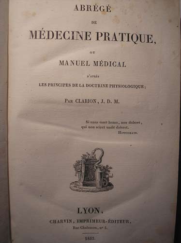 Clarion, J. D. M.: Abrege de Medecine Pratique ou Manuel Medical...