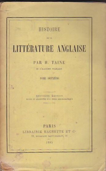 Taine, Hippolyte: Histoire de la litterature anglaise